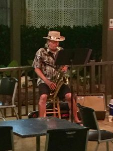 A saxophone player in Hawaii.