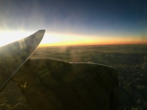 Picture of sunset from an airplane.