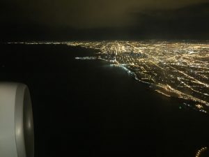 Chicago city lights at night.