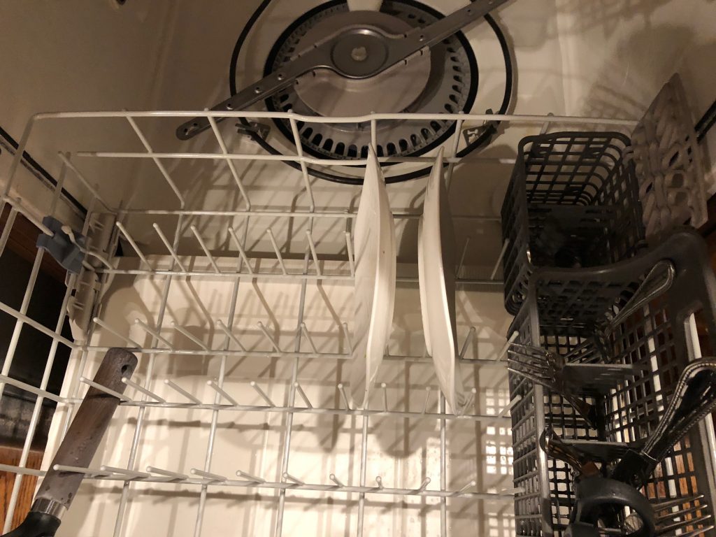 Correct way to load a dishwasher.